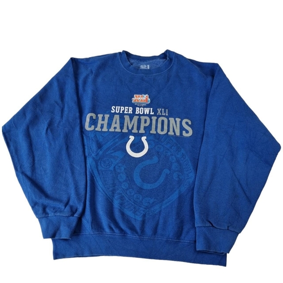 Colts Super Bowl XLI South Florida NFL Blue Sweatshirt Men Sweater Size Medium - Picture 6 of 6